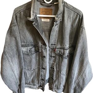 Levi’s Premium Stay Loose Trucker Jacket M Gray Hemp Blend Sample Not For Resale